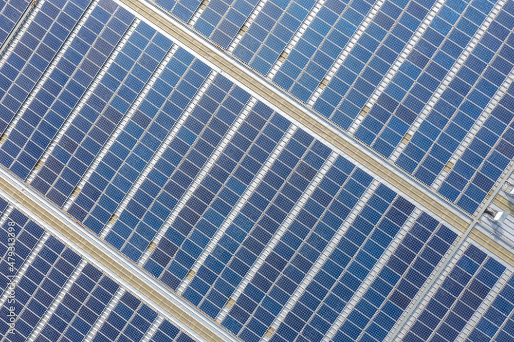 solar power station on factory rooftop