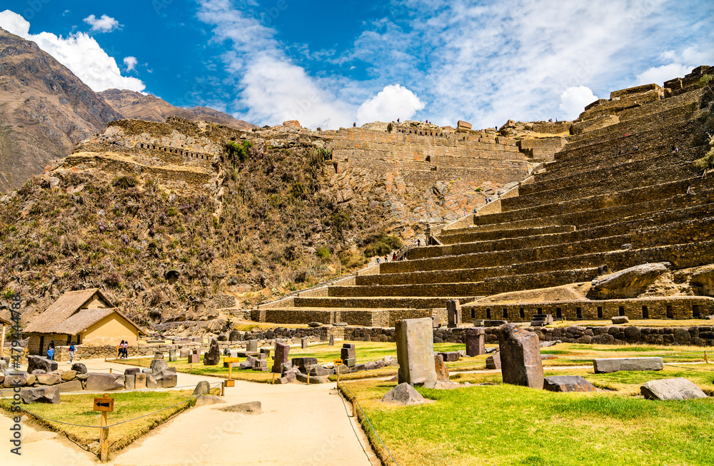 Inca archaeological site at Ollantaytambo in the Sacred Valley of Peru