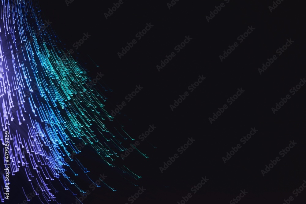 Abstract blurred gradient neon  light on the black background