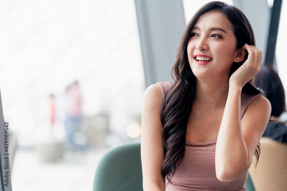 casual smiling of asian female adult woman,portrait candid of attractive asian female casual relax p