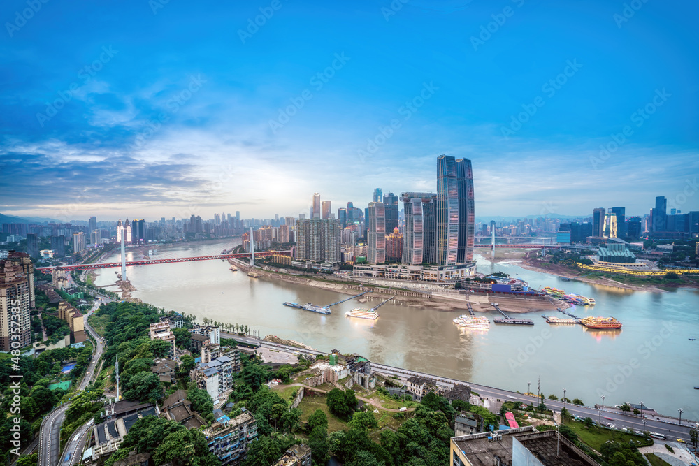 aerial photography china chongqing modern city landscape night view