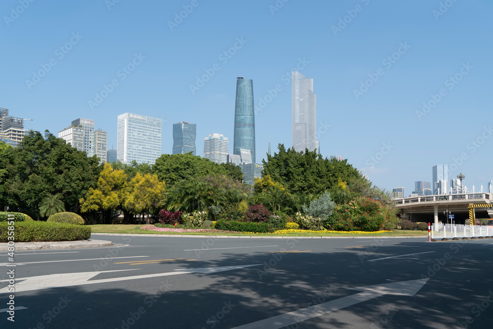 道路与中国现代城市建筑背景