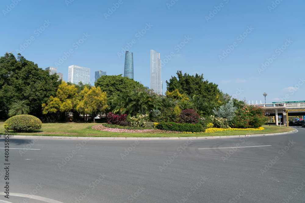 道路与中国现代城市建筑背景