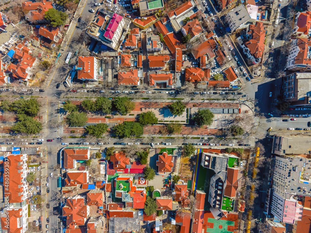 Aerial photography of modern city scenery of Qingdao, China