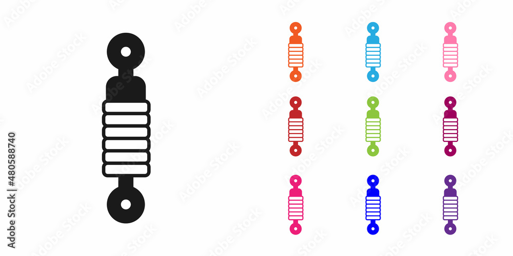 黑色减震器图标隔离在白色背景上。将图标设置为彩色。矢量