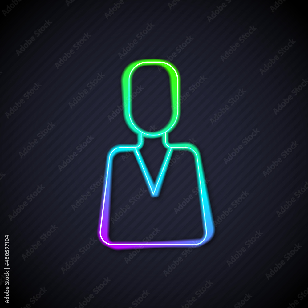 Glowing neon line Employee icon isolated on black background. Head hunting. Business target or Emplo