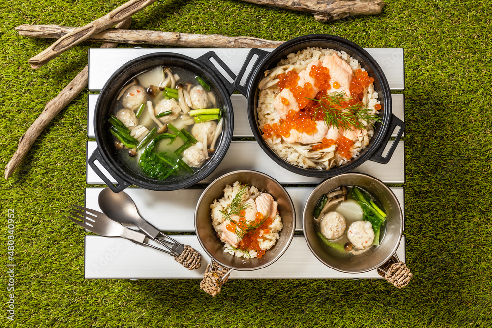 鮭いくら丼　はらこめし　Salmon and salmon roe rice