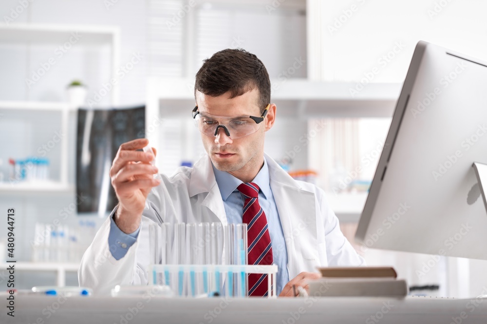 Medical Research Laboratory, Female Scientist Using Micro Pipette for Test Analysis.