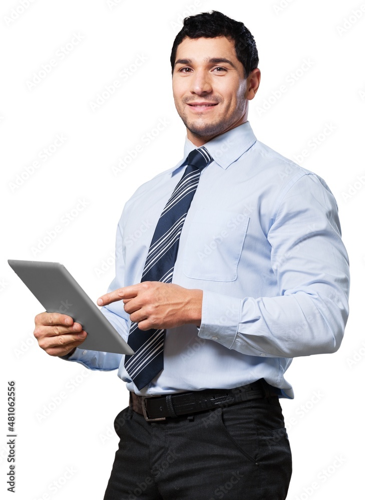 Young handsome businessman With Digital Tablet