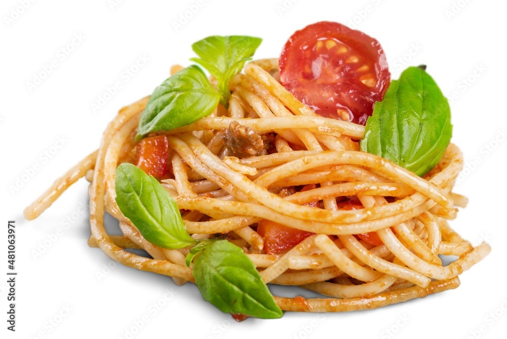 Tasty Italian pasta with tomato sauce