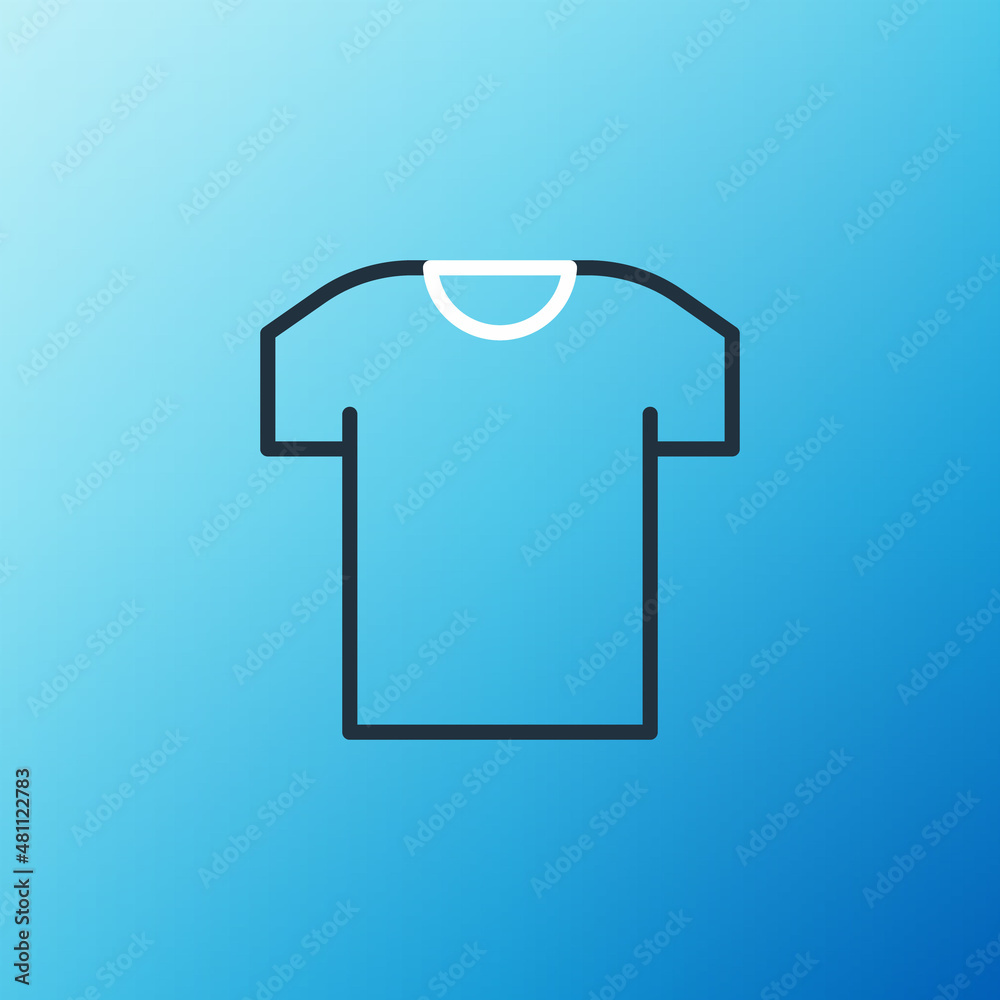 Line T-shirt icon isolated on blue background. Colorful outline concept. Vector