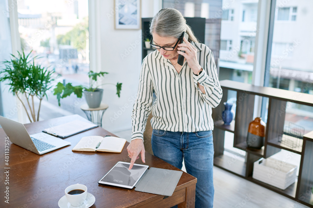 Upholding a solid connection to success. Shot of a mature businesswoman talking on a cellphone while