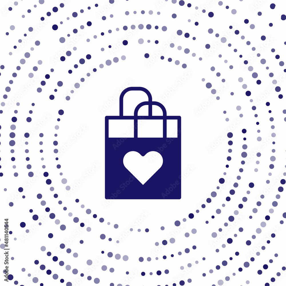 Blue Shopping bag with heart icon isolated on white background. Shopping bag shop love like heart ic