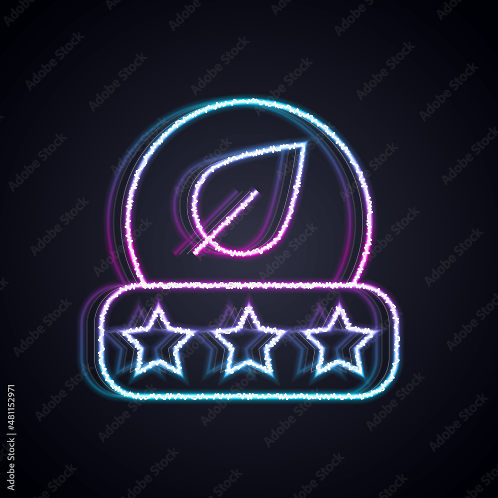 Glowing neon line Tea leaf icon isolated on black background. Tea leaves. Vector