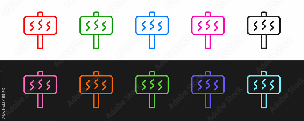 Set line Sauna icon isolated on black and white background. Vector