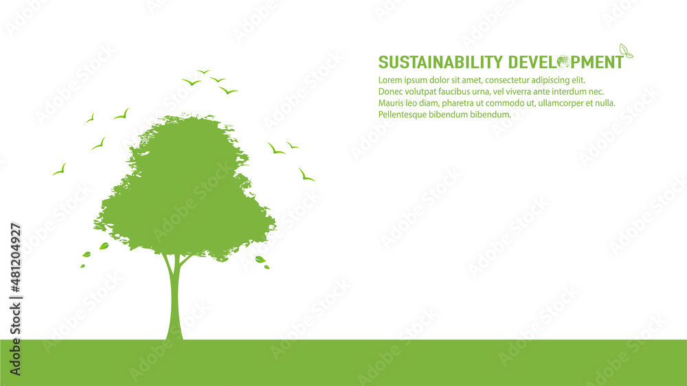 Eco friendly, World environment, Earth day and sustainable development concept with green tree, vect