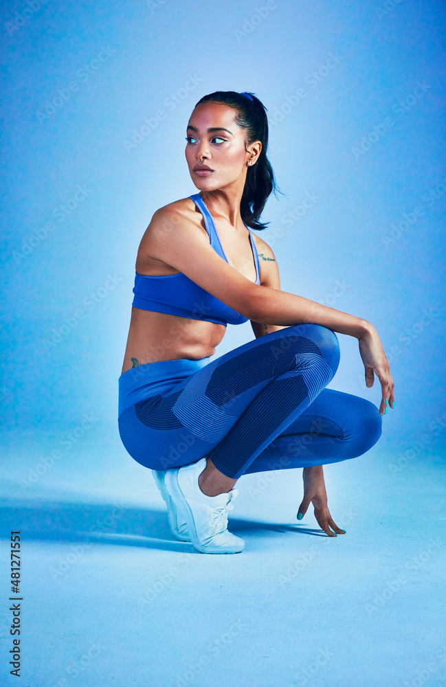 Shes in full workout mood. Full length shot of an attractive young sportswoman posing in studio aga