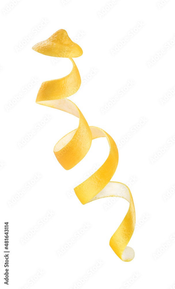 lemon skin on white background