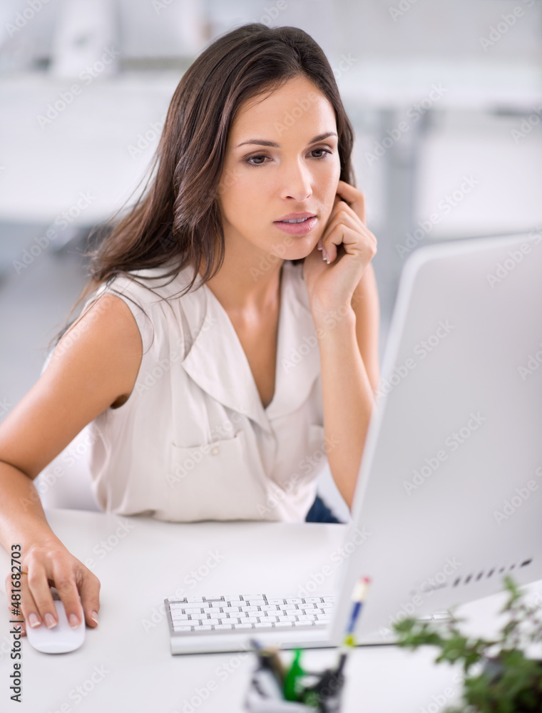 Hmm, this seems a bit problematic. An attractive young businesswoman working on solving a problem.