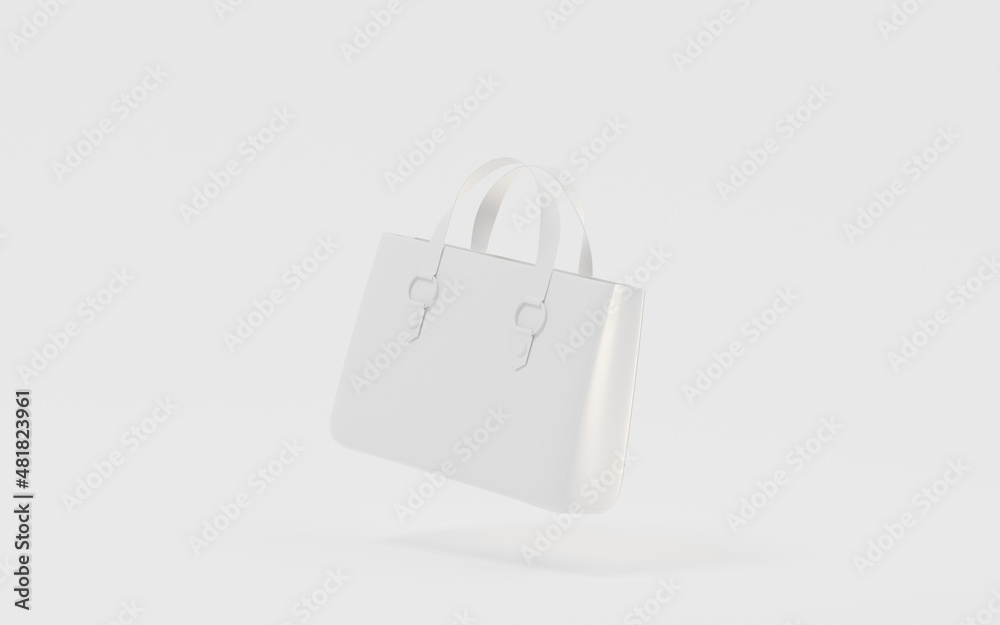 A white woman bag with white background, 3d rendering.