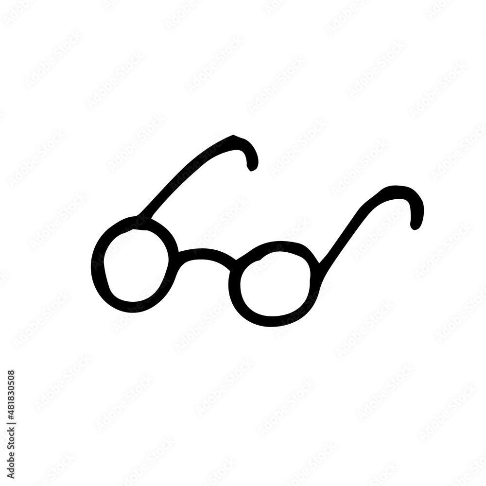 vector drawing in doodle style. glasses. simple round glasses illustration