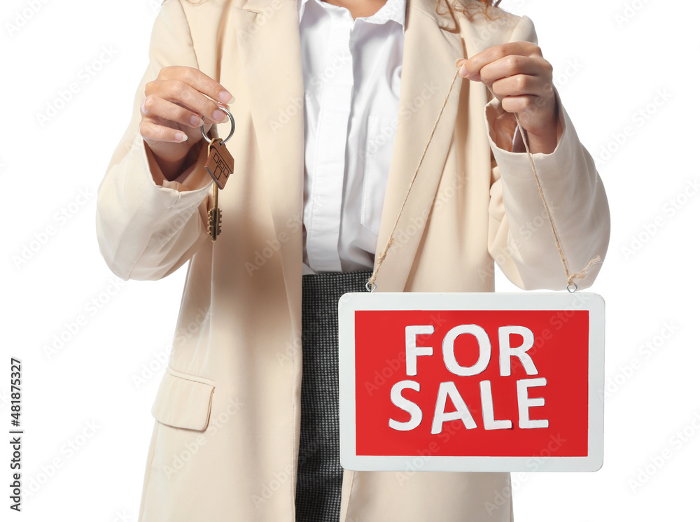 African-American real estate agent with For Sale