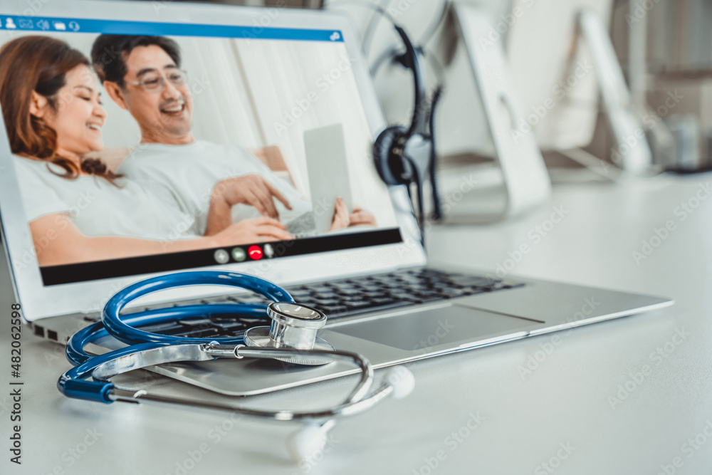 Telemedicine service online video call for doctor to actively chat with patient via remote healthcar