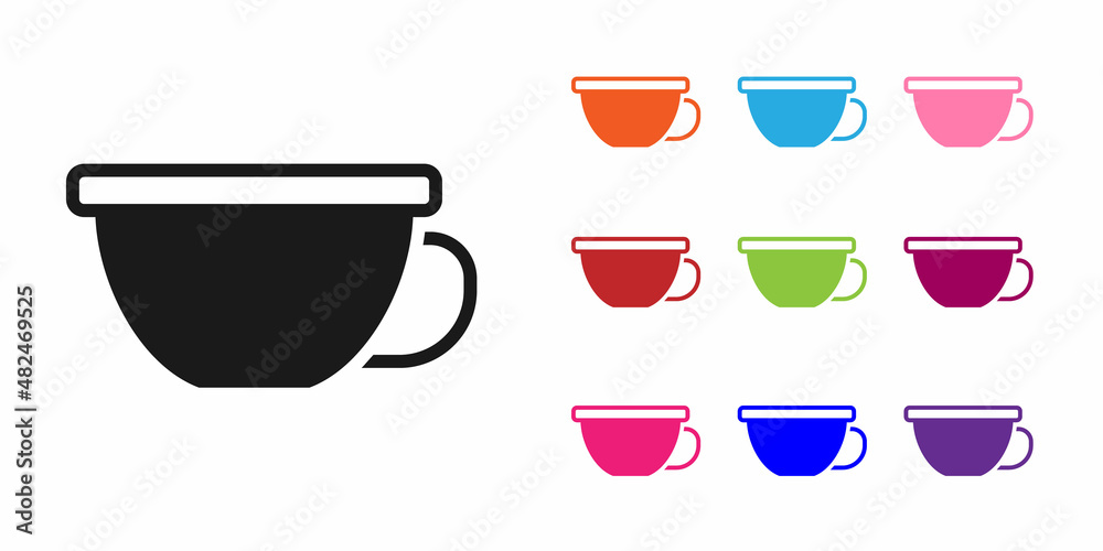 Black Cup of tea icon isolated on white background. Set icons colorful. Vector