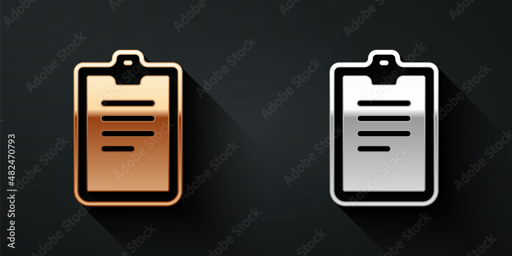 Gold and silver Psychological test icon isolated on black background. Long shadow style. Vector