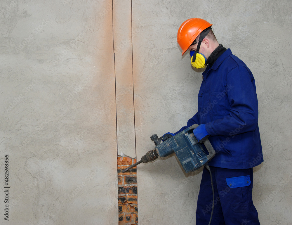 Worker with jackhammer