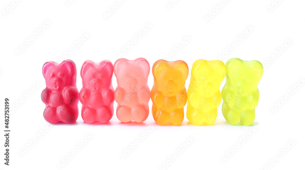 Tasty jelly bears on white background