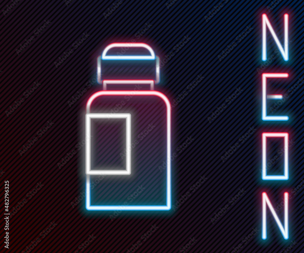 Glowing neon line Paint, gouache, jar, dye icon isolated on black background. Colorful outline conce