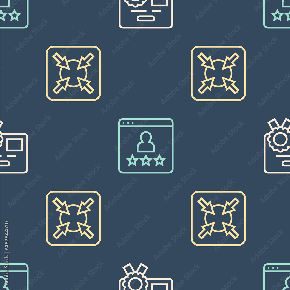 Set line Certificate template, Target and Customer product rating on seamless pattern. Vector