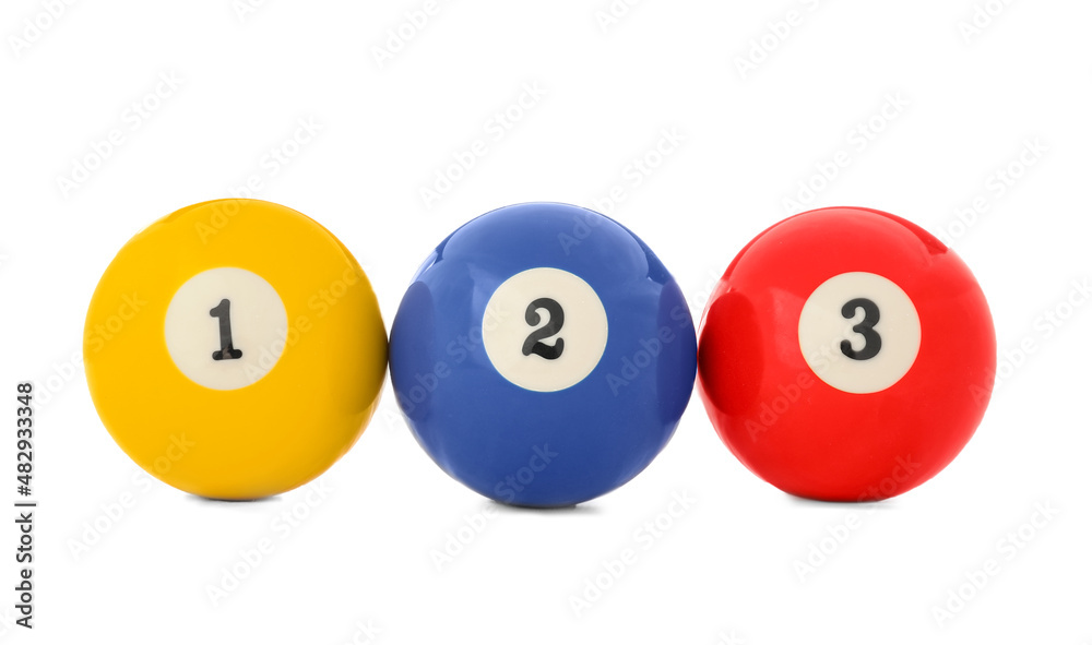 Billiard balls on white background