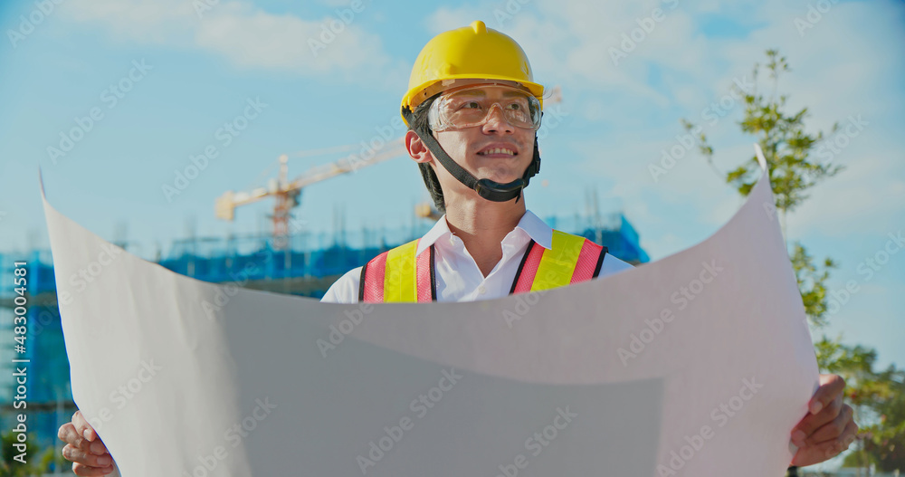 architect work on construction site