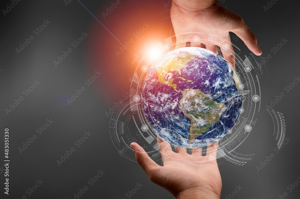 Hand pass clean energy, sustainable environment protection earth globe to generation with energy res