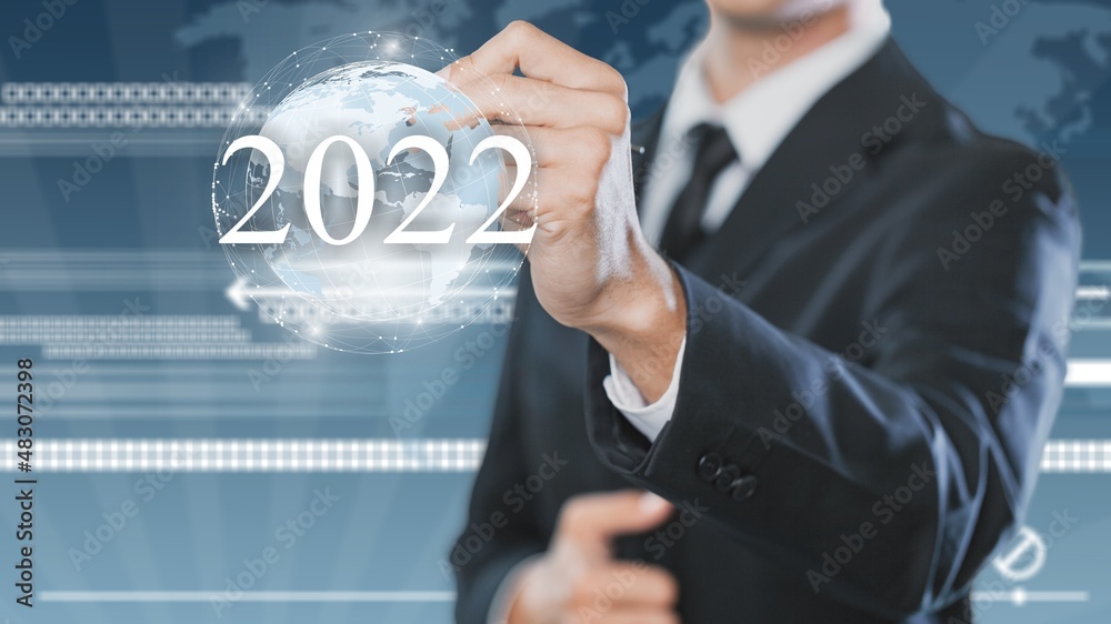 New year 2022, future technology, Business development and growth concept.