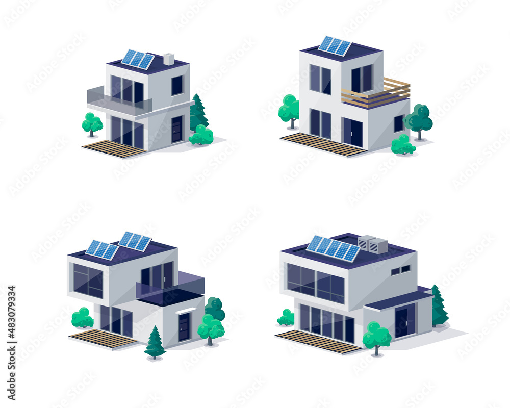 New modern family house building icon in 3d dimetric isometric view. Urban town residential home pro