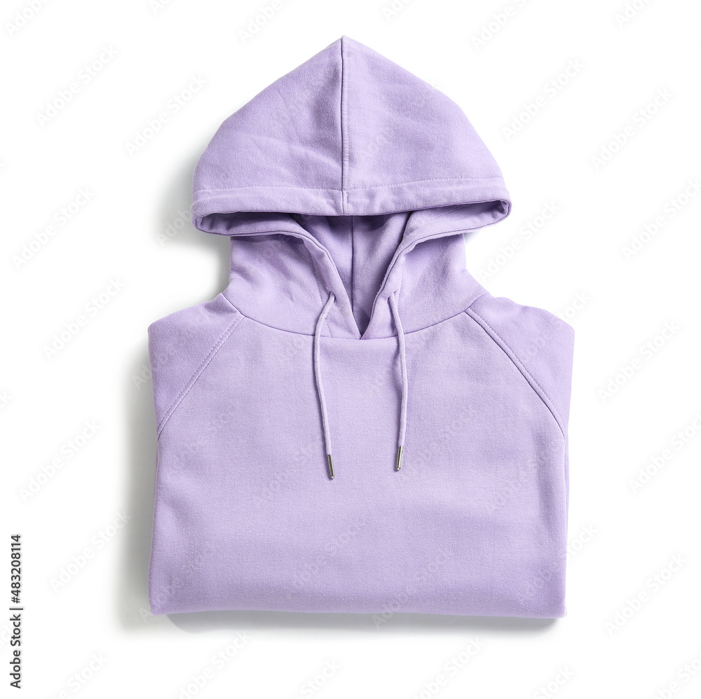 Stylish lilac hoodie on white background