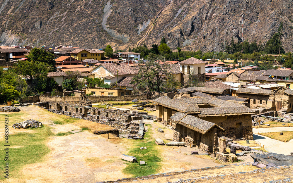 Inca archaeological site at Ollantaytambo in the Sacred Valley of Peru