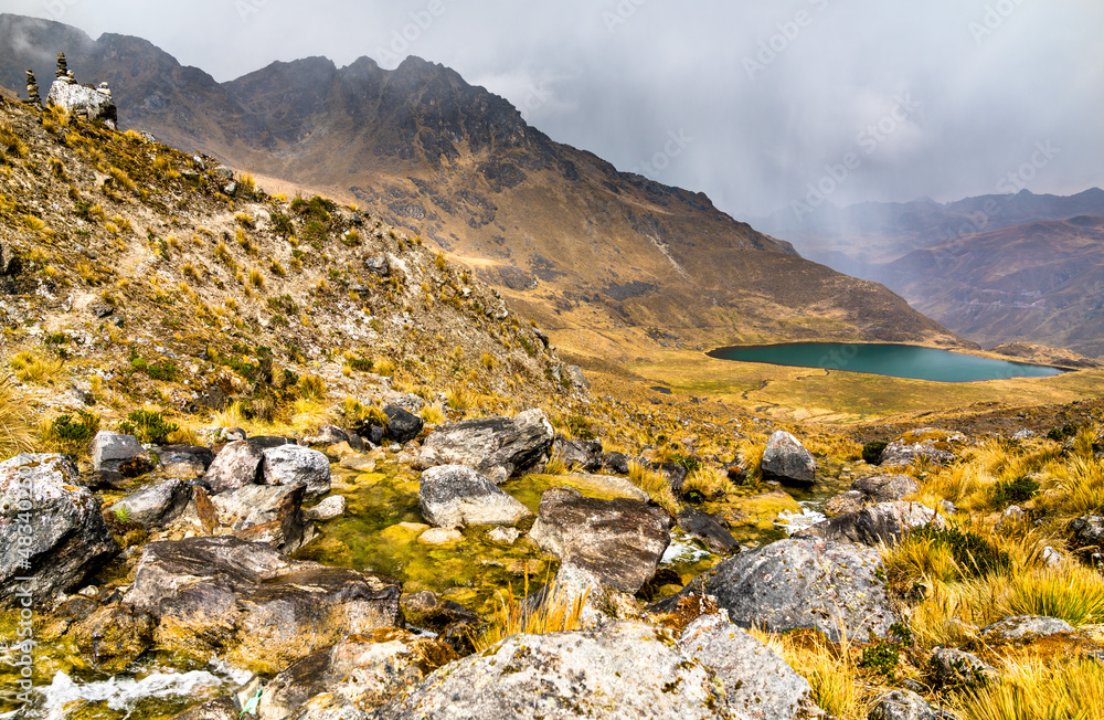 Hiking trail at the Huaytapallana mountain range in Huancayo - Junin, Peru