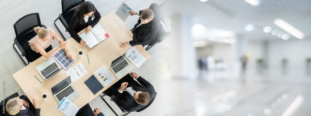 Business people group meeting shot from top widen view in office . Profession businesswomen, busines