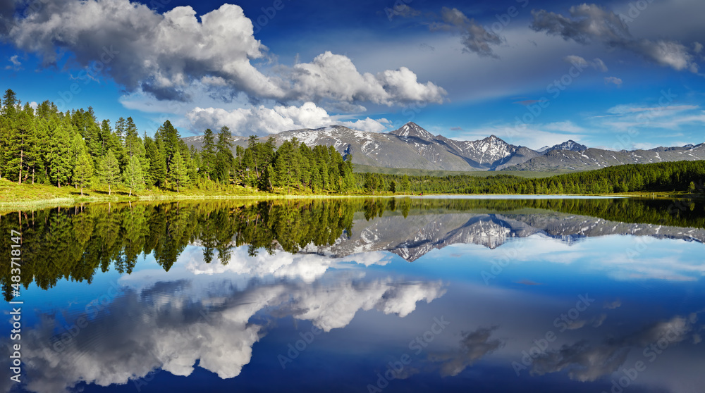 Mountain lake with reflection