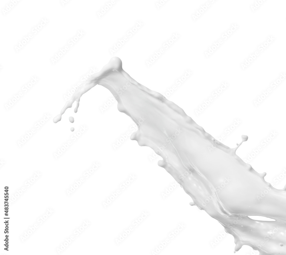 Splash of fresh milk on white background