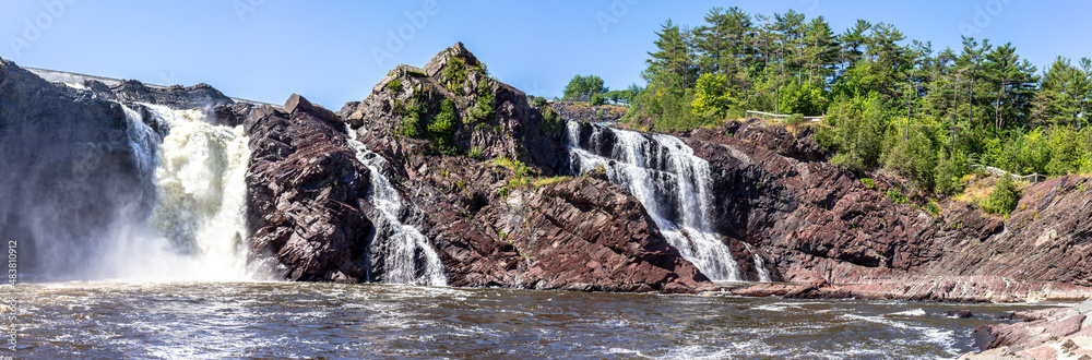 Panoramic view of Chutes de la Chaudiere, Levis, Quebec, Canada. Chaudiere river.