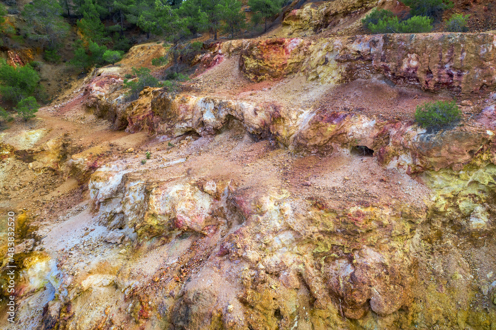 Ancient copper mine shafts near Mathatis, Cyprus. This is historic copper and gold mining area datin