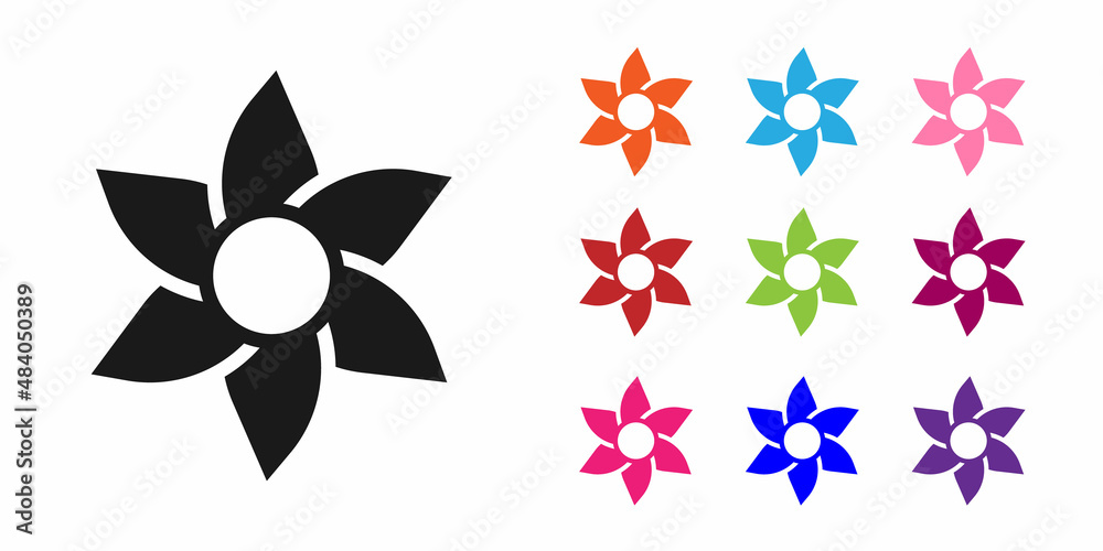 Black Flower icon isolated on white background. Sweet natural food. Set icons colorful. Vector