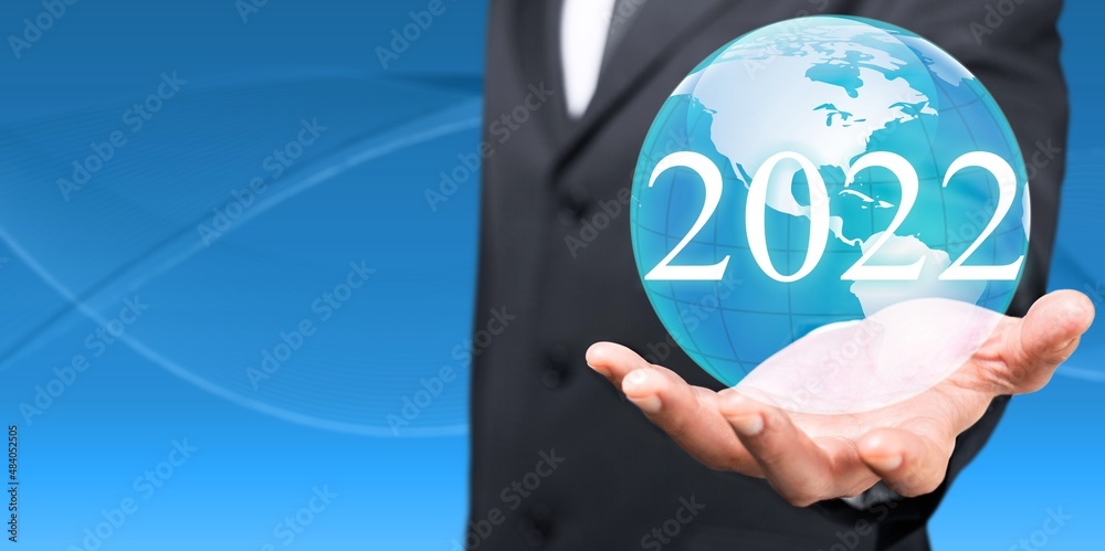 New year 2022, future technology, Business development and growth concept.