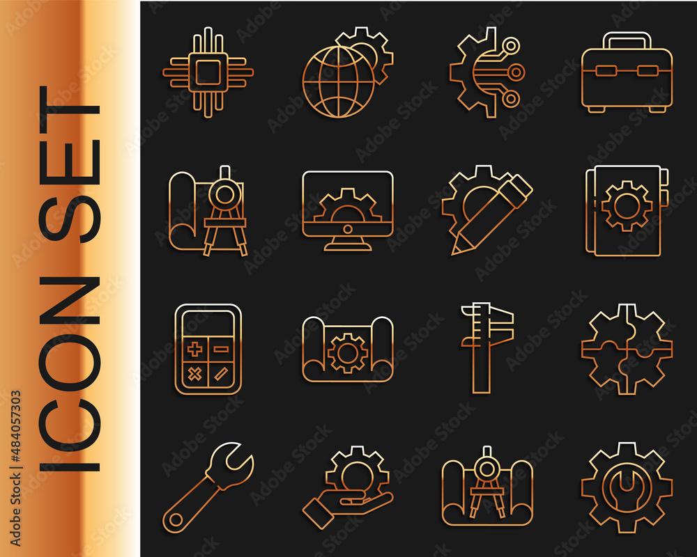 Set line Wrench spanner and gear, Gear, User manual, Algorithm, Computer monitor, Graphing paper com