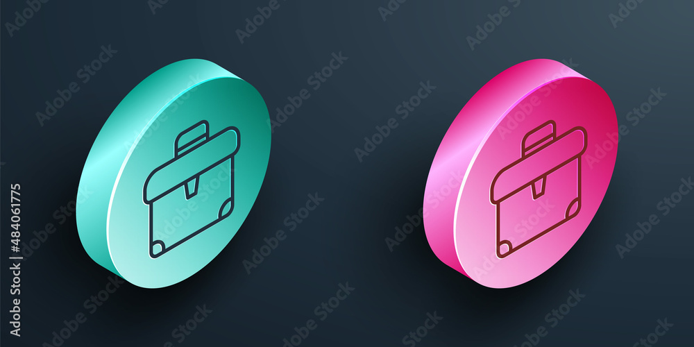 Isometric line Briefcase icon isolated on black background. Business case sign. Business portfolio. 